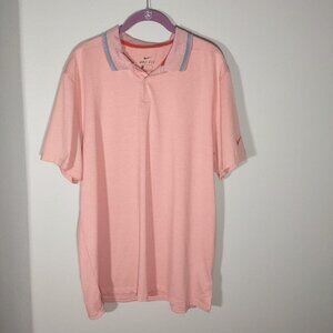 Nike Dri-Fit Men's Orange & White Striped Short Sleeve Polo Shirt Size Large